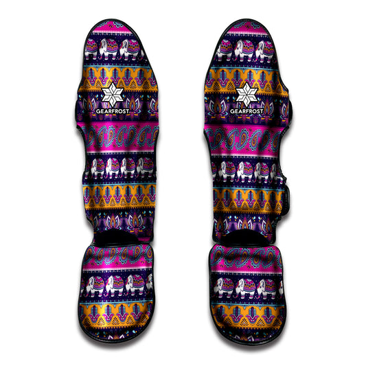 Paisley Elephant Hamsa Pattern Print Muay Thai Shin Guard