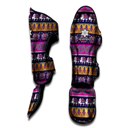 Paisley Elephant Hamsa Pattern Print Muay Thai Shin Guard