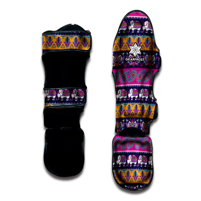 Paisley Elephant Hamsa Pattern Print Muay Thai Shin Guard