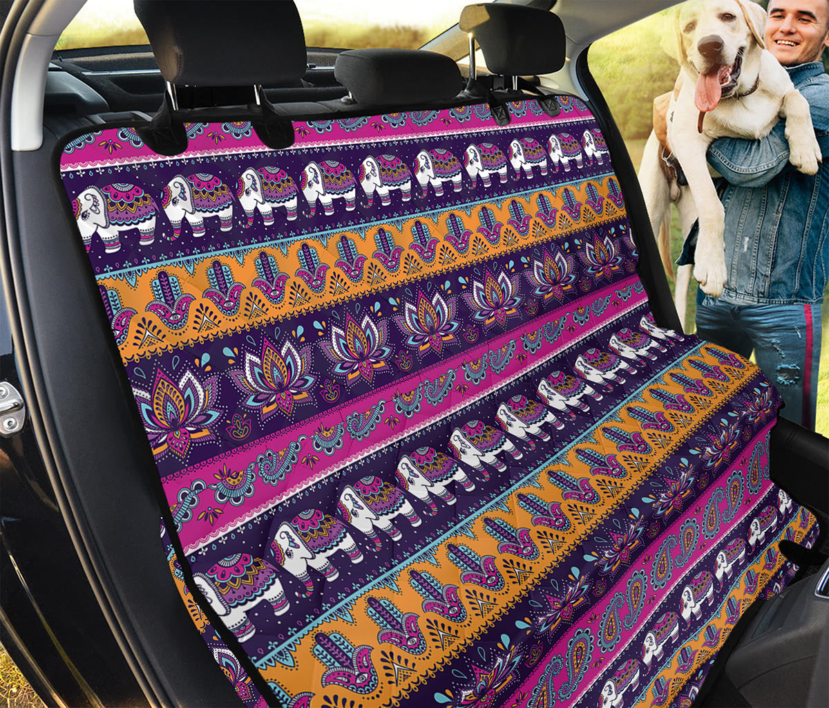 Paisley Elephant Hamsa Pattern Print Pet Car Back Seat Cover