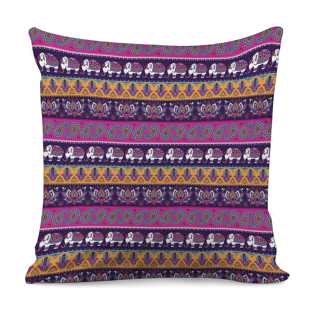 Paisley Elephant Hamsa Pattern Print Pillow Cover