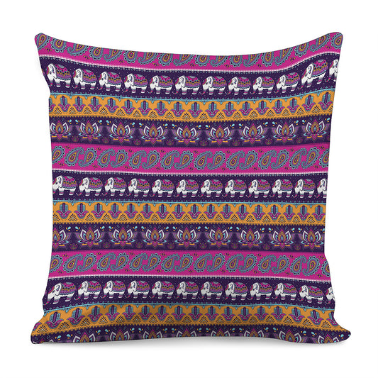 Paisley Elephant Hamsa Pattern Print Pillow Cover