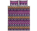 Paisley Elephant Hamsa Pattern Print Quilt Bed Set