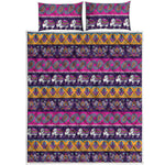 Paisley Elephant Hamsa Pattern Print Quilt Bed Set