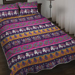 Paisley Elephant Hamsa Pattern Print Quilt Bed Set