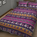Paisley Elephant Hamsa Pattern Print Quilt Bed Set