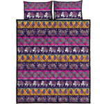 Paisley Elephant Hamsa Pattern Print Quilt Bed Set