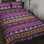 Paisley Elephant Hamsa Pattern Print Quilt Bed Set