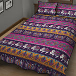 Paisley Elephant Hamsa Pattern Print Quilt Bed Set