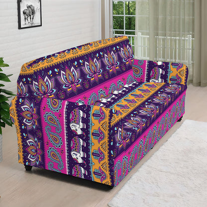 Paisley Elephant Hamsa Pattern Print Sofa Cover