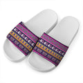 Paisley Elephant Hamsa Pattern Print White Slide Sandals