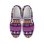 Paisley Elephant Hamsa Pattern Print White Slip On Shoes