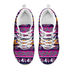 Paisley Elephant Hamsa Pattern Print White Sneakers