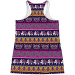 Paisley Elephant Hamsa Pattern Print Women's Racerback Tank Top