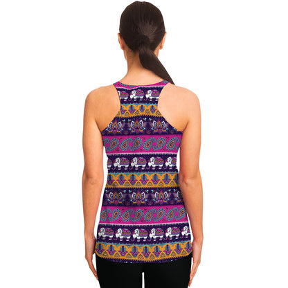 Paisley Elephant Hamsa Pattern Print Women's Racerback Tank Top
