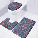 Paisley Floral Bohemian Pattern Print 3 Piece Bath Mat Set