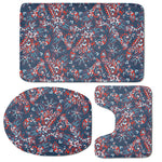 Paisley Floral Bohemian Pattern Print 3 Piece Bath Mat Set