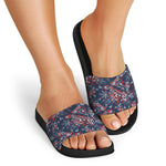 Paisley Floral Bohemian Pattern Print Black Slide Sandals