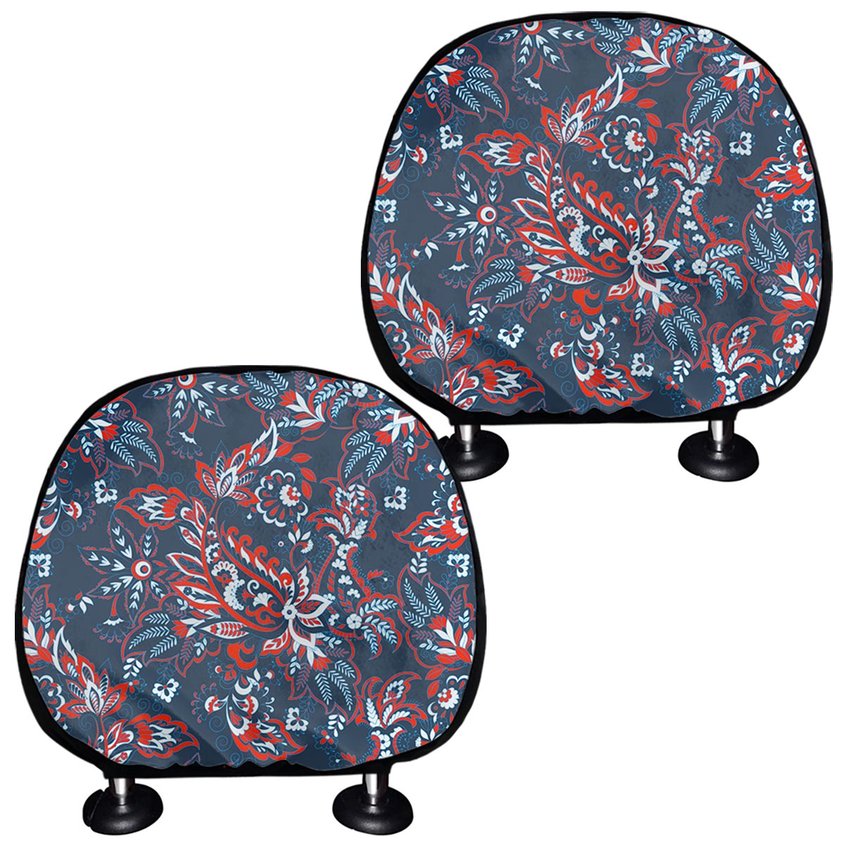 Paisley Floral Bohemian Pattern Print Car Headrest Covers