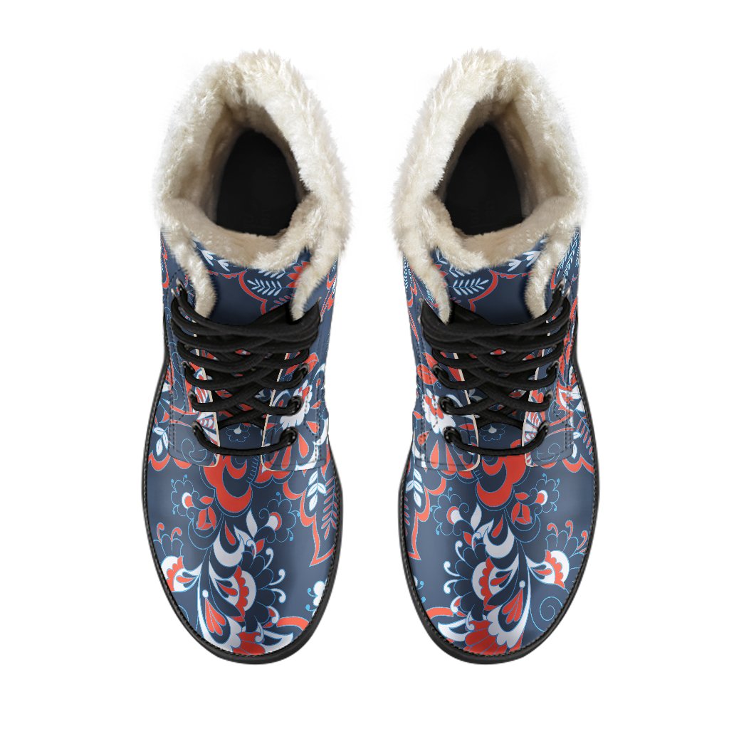 Paisley Floral Bohemian Pattern Print Comfy Boots GearFrost
