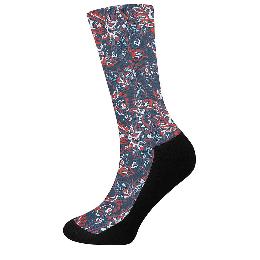 Paisley Floral Bohemian Pattern Print Crew Socks