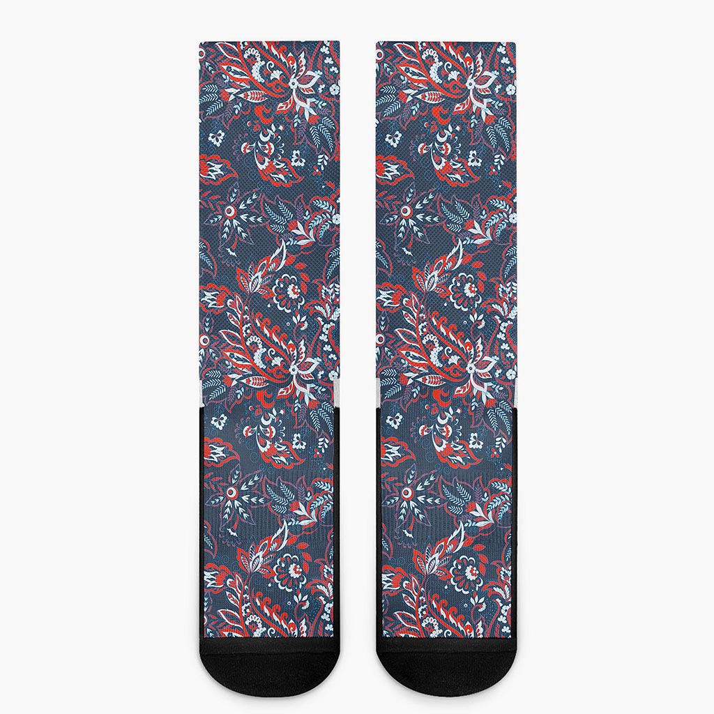 Paisley Floral Bohemian Pattern Print Crew Socks