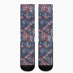 Paisley Floral Bohemian Pattern Print Crew Socks