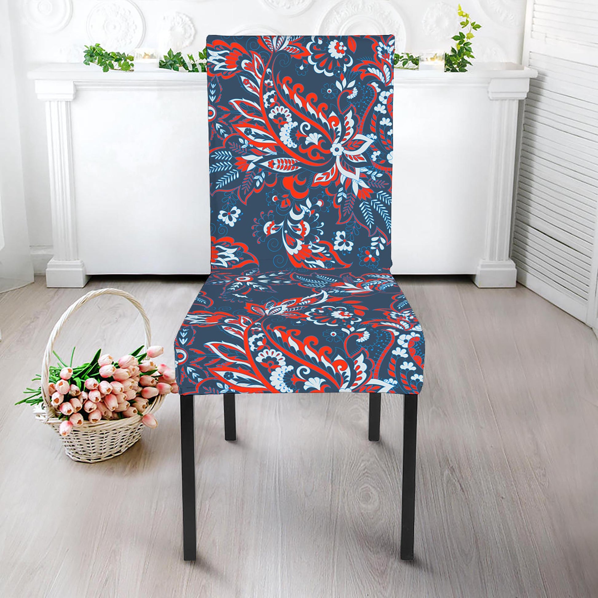 Paisley Floral Bohemian Pattern Print Dining Chair Slipcover