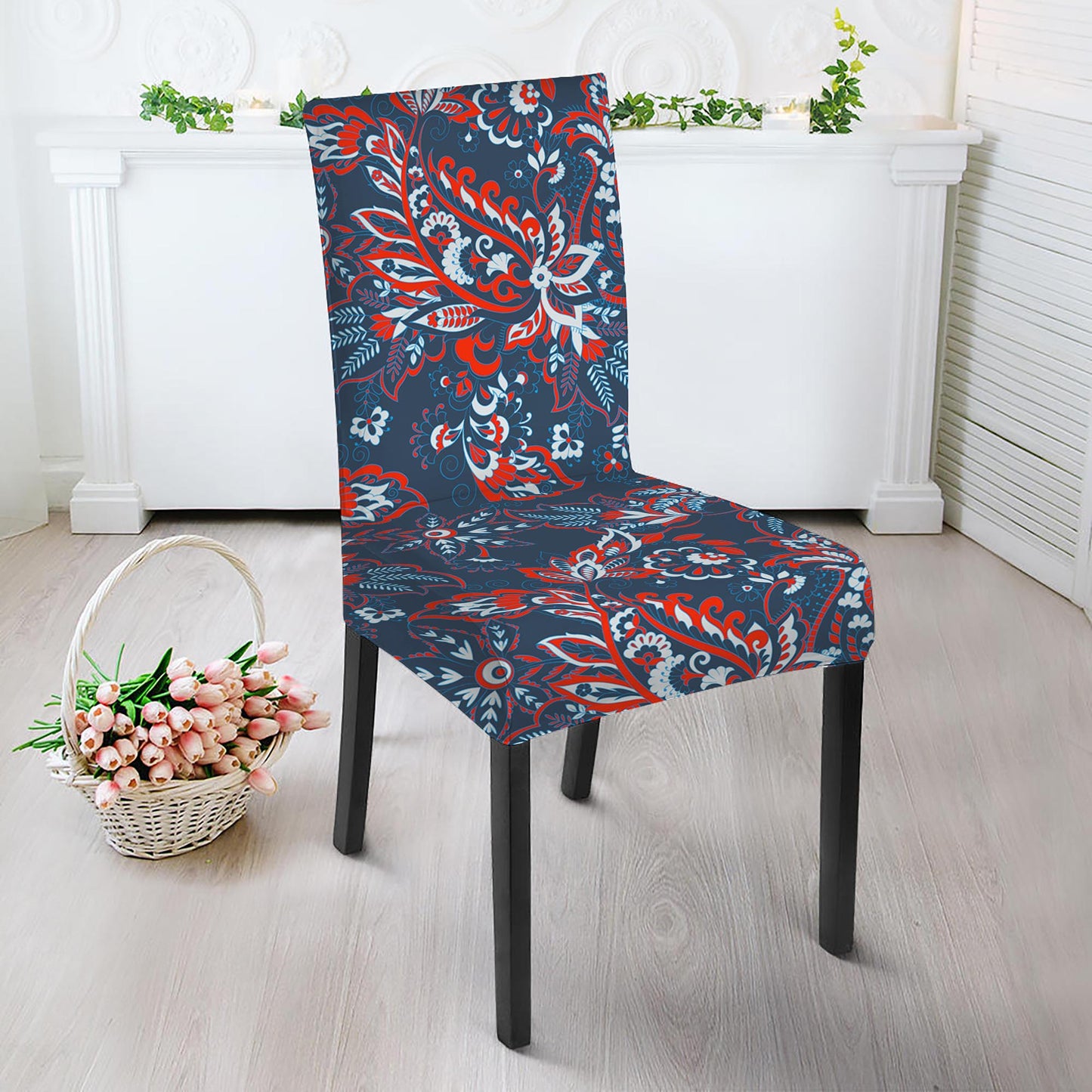 Paisley Floral Bohemian Pattern Print Dining Chair Slipcover