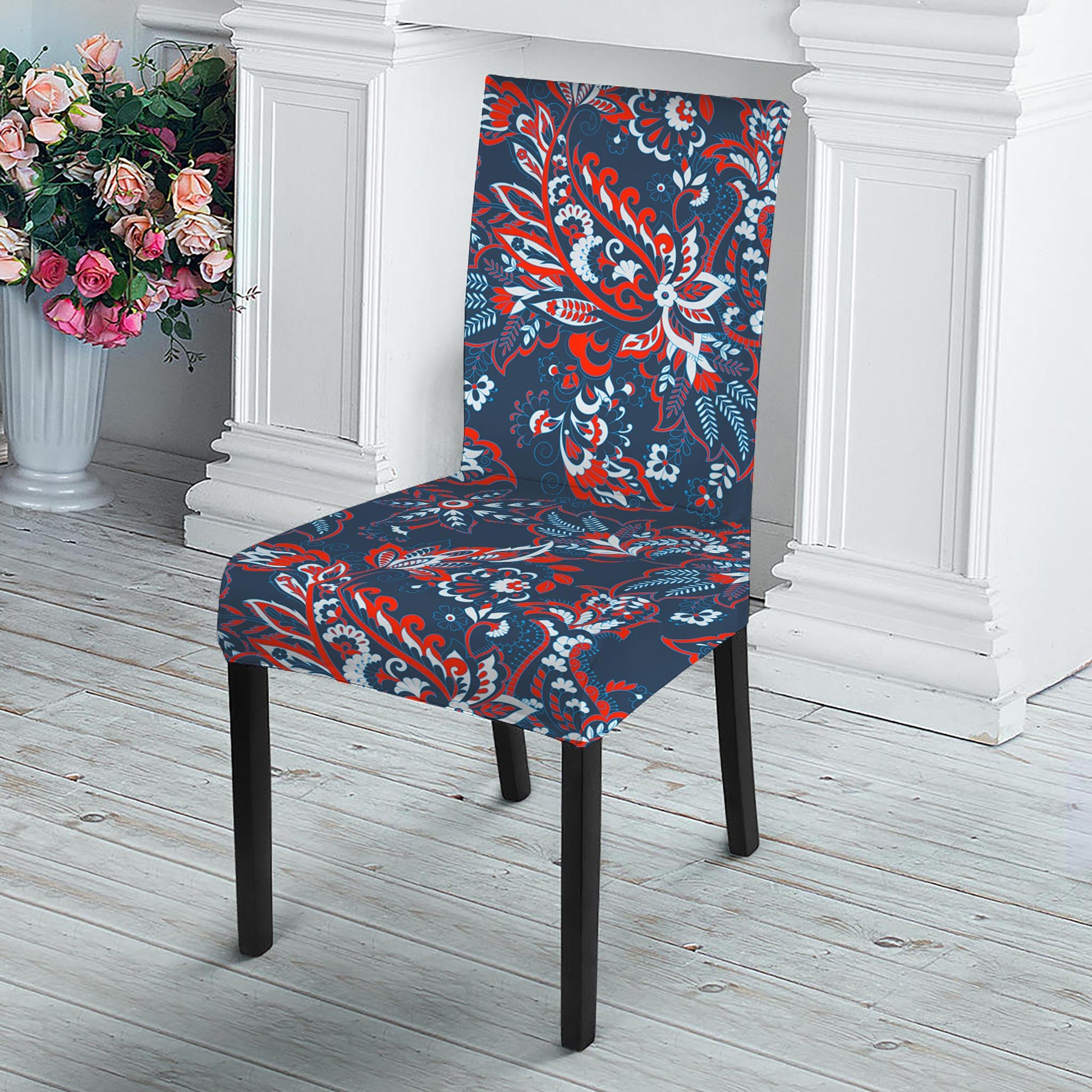 Paisley Floral Bohemian Pattern Print Dining Chair Slipcover