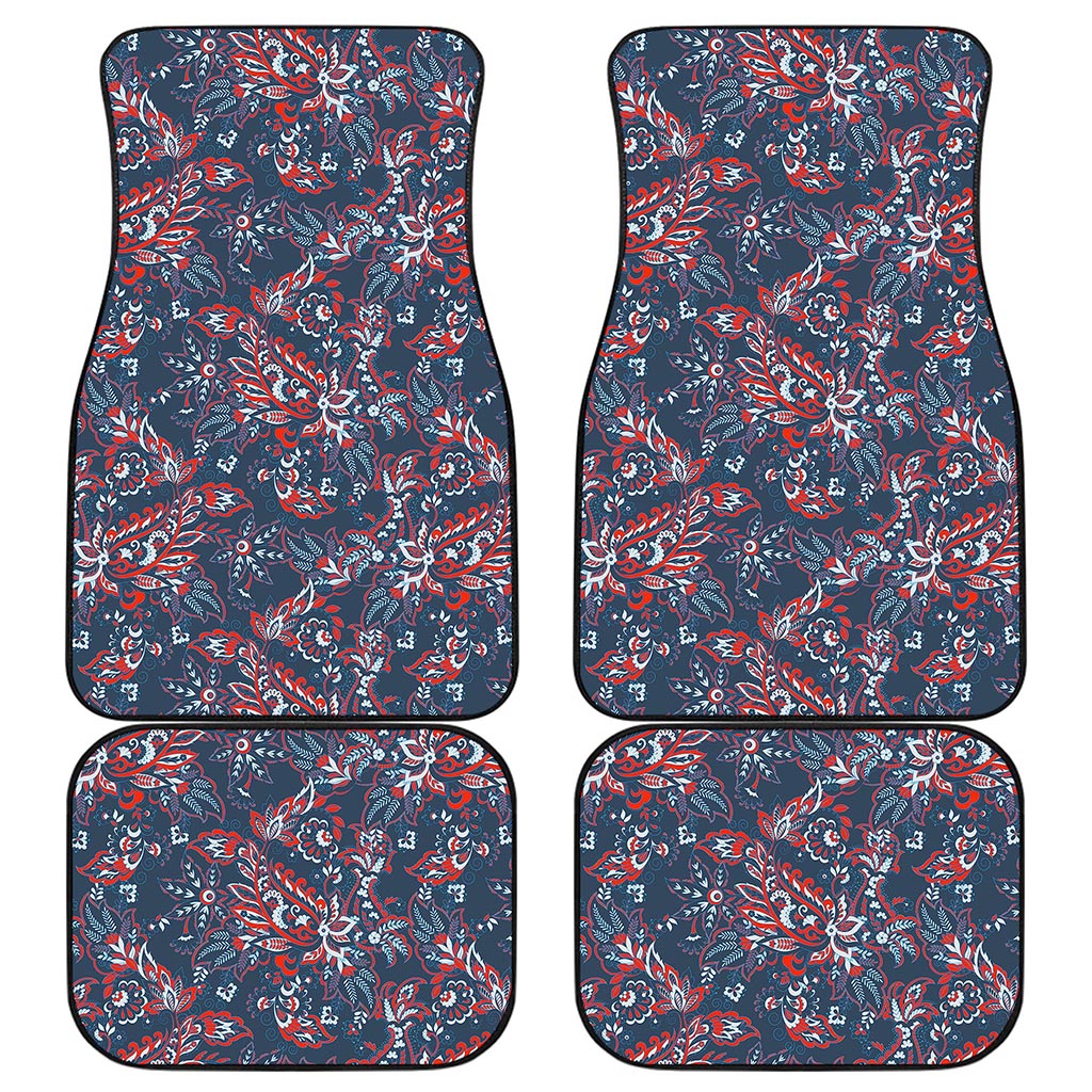 Paisley Floral Bohemian Pattern Print Front and Back Car Floor Mats