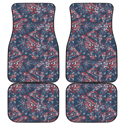Paisley Floral Bohemian Pattern Print Front and Back Car Floor Mats