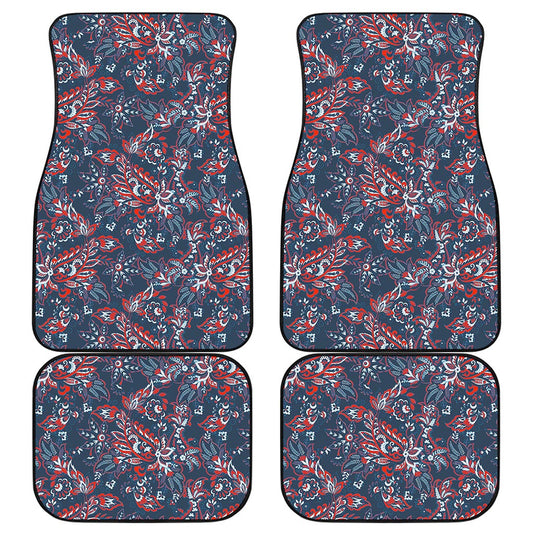 Paisley Floral Bohemian Pattern Print Front and Back Car Floor Mats