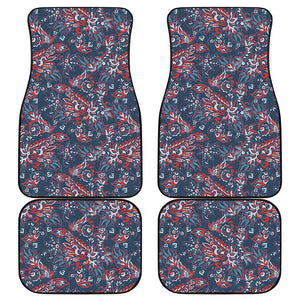 Paisley Floral Bohemian Pattern Print Front and Back Car Floor Mats