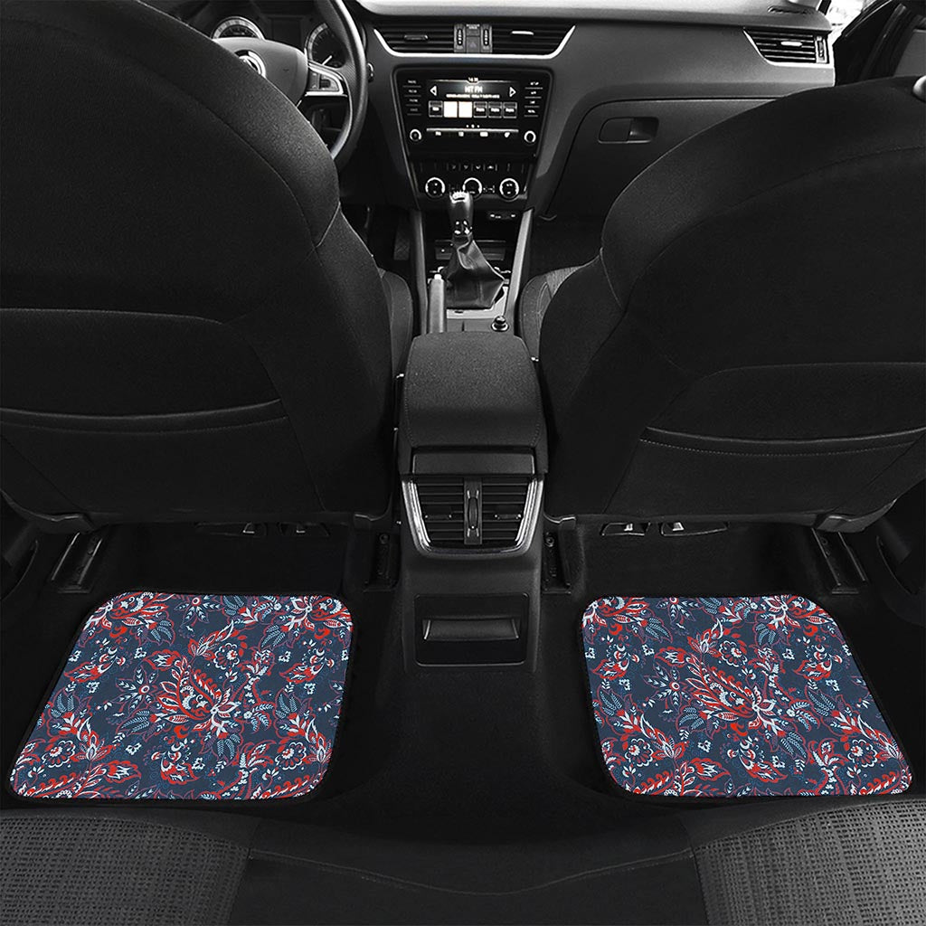 Paisley Floral Bohemian Pattern Print Front and Back Car Floor Mats