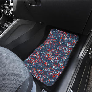 Paisley Floral Bohemian Pattern Print Front and Back Car Floor Mats