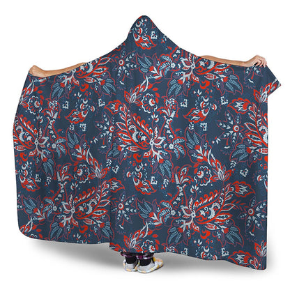 Paisley Floral Bohemian Pattern Print Hooded Blanket