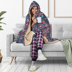 Paisley Floral Bohemian Pattern Print Hooded Blanket