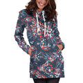 Paisley Floral Bohemian Pattern Print Pullover Hoodie Dress
