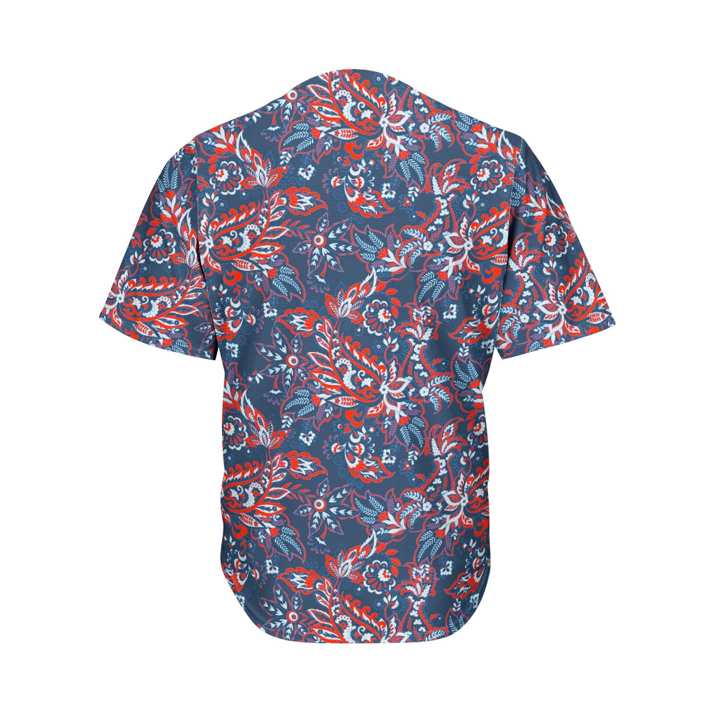 Paisley Floral Bohemian Pattern Print Men's Baseball Jersey