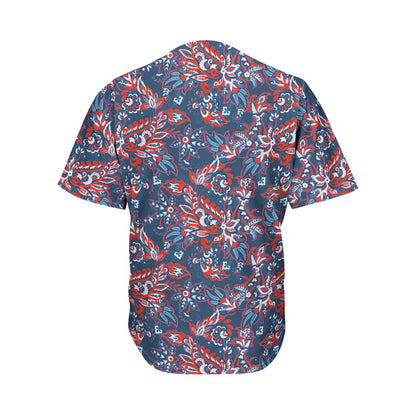 Paisley Floral Bohemian Pattern Print Men's Baseball Jersey
