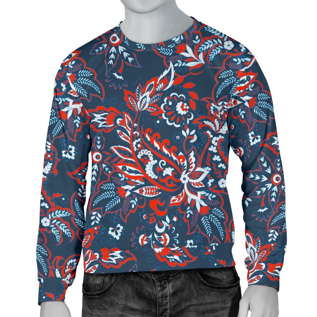 Paisley Floral Bohemian Pattern Print Men's Crewneck Sweatshirt GearFrost