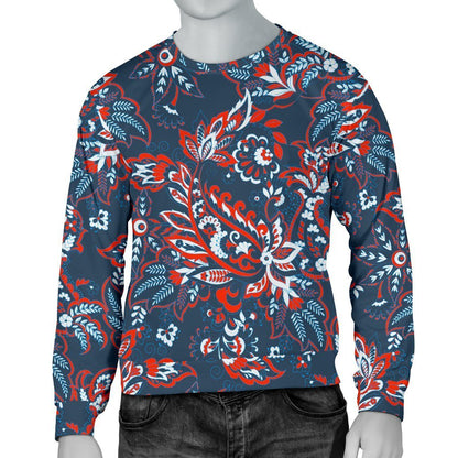 Paisley Floral Bohemian Pattern Print Men's Crewneck Sweatshirt GearFrost