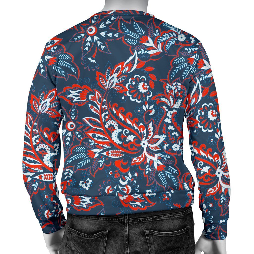 Paisley Floral Bohemian Pattern Print Men's Crewneck Sweatshirt GearFrost