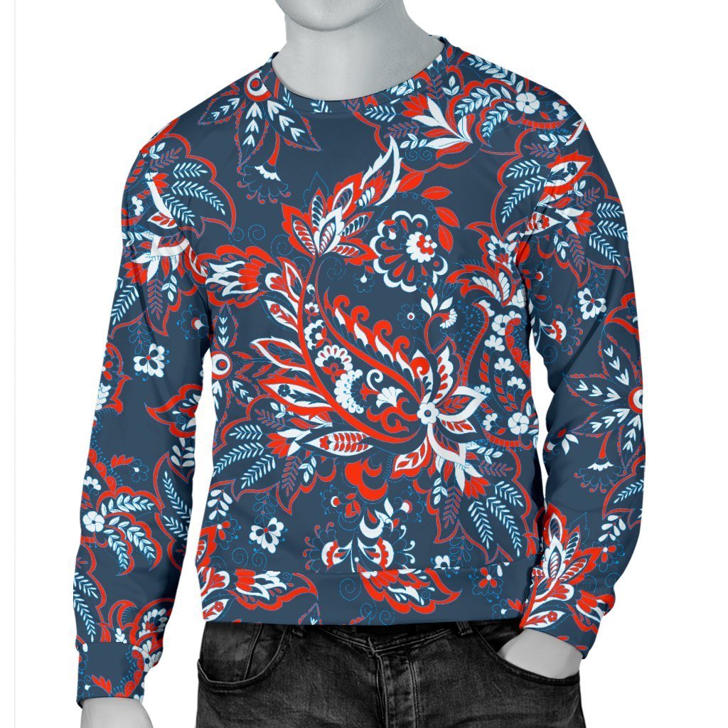 Paisley Floral Bohemian Pattern Print Men's Crewneck Sweatshirt GearFrost