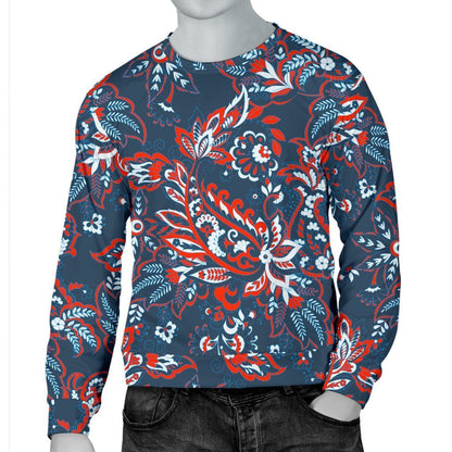 Paisley Floral Bohemian Pattern Print Men's Crewneck Sweatshirt GearFrost