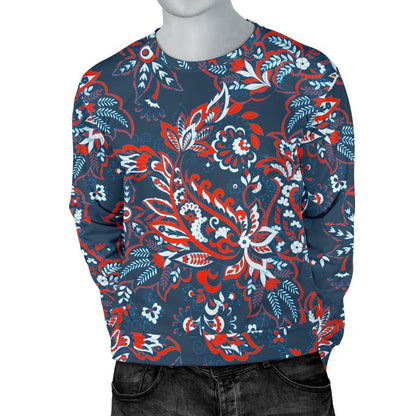 Paisley Floral Bohemian Pattern Print Men's Crewneck Sweatshirt GearFrost