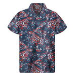 Paisley Floral Bohemian Pattern Print Men's Short Sleeve Shirt