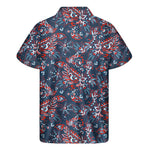 Paisley Floral Bohemian Pattern Print Men's Short Sleeve Shirt