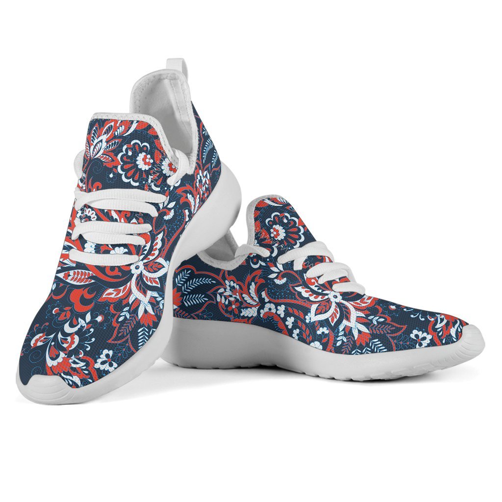 Paisley Floral Bohemian Pattern Print Mesh Knit Shoes GearFrost